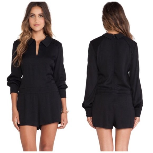 Ella Moss Pants - Ella Moss Black Long Sleeve Short Romper Small